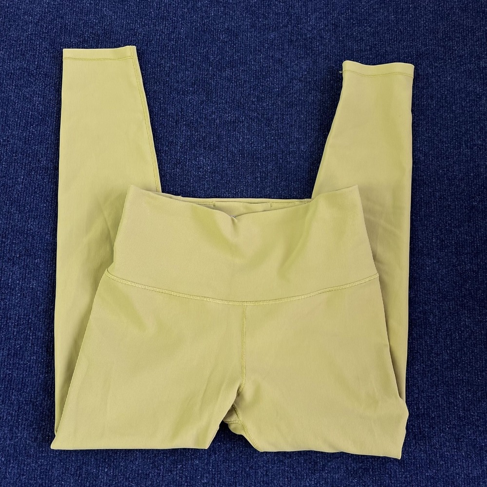 Balance Athletica Leggings Womens Small Yellow Ribbed High Rise Ankle Yoga Gym